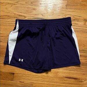 Under Armour Purple with White Stripes sports shorts - size large